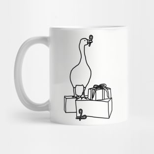 Gaming Goose Steals Christmas Line Drawing Mug